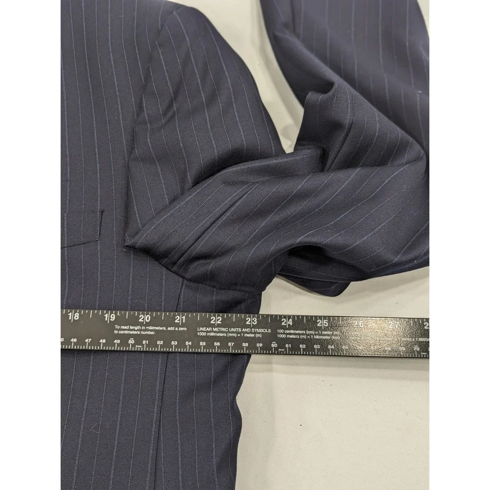Daniel Cremieux Blazer Sport Coat Suit Jacket Loro Piana‎ 44R Navy Pin Striped